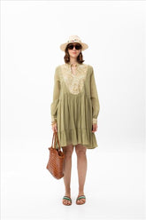 Vestido Curto Calydon Chá/Dourado